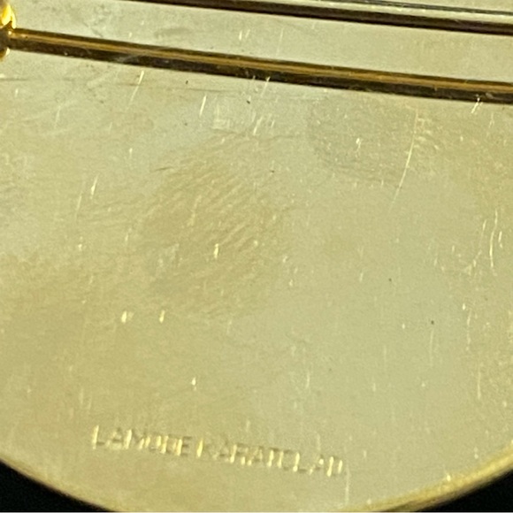 Vintage Lapis Signed Lamode Karatclad Gold Filled Round Brooch #8082 - Picture 4 of 4